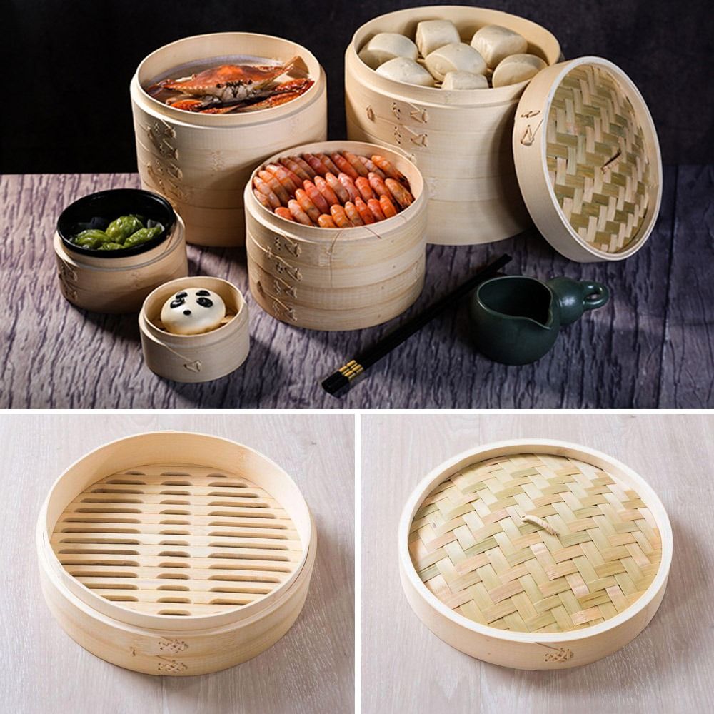 Bao Steamer Bamboo - Piroscafo cinese Piroscafo di bambù Dimsum